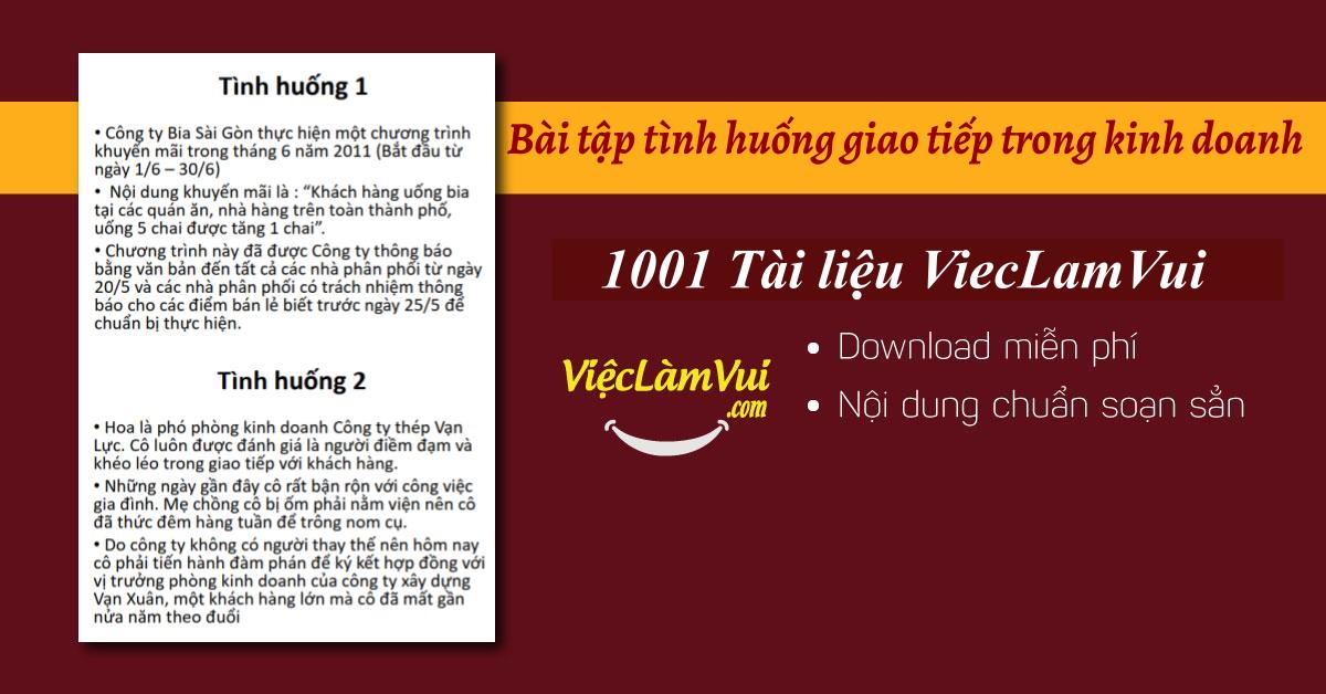 Bài tập tình huống giao tiếp trong kinh doanh