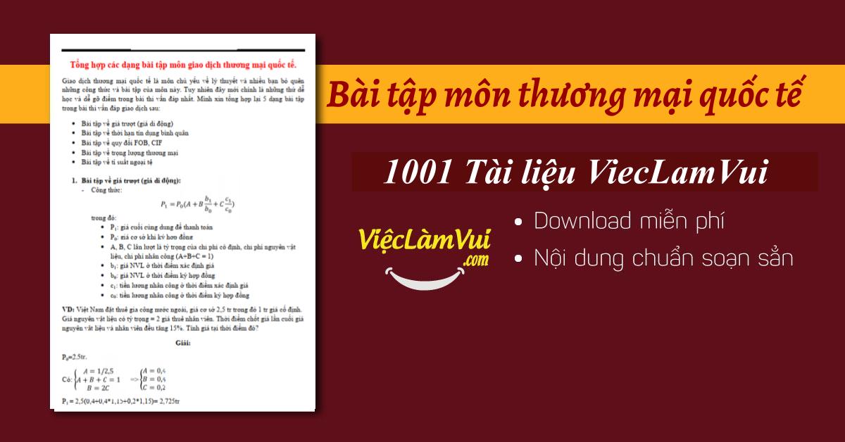 Bài tập môn thương mại quốc tế có đáp án