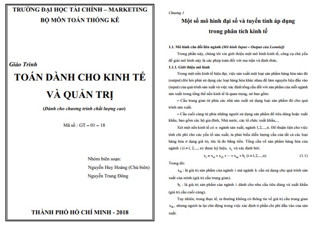 Giáo trình toán dành cho kinh tế và quản trị PDF