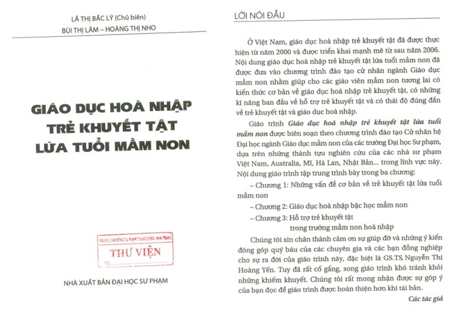 Giáo trình giáo dục hoà nhập trẻ khuyết tật - ViecLamVui