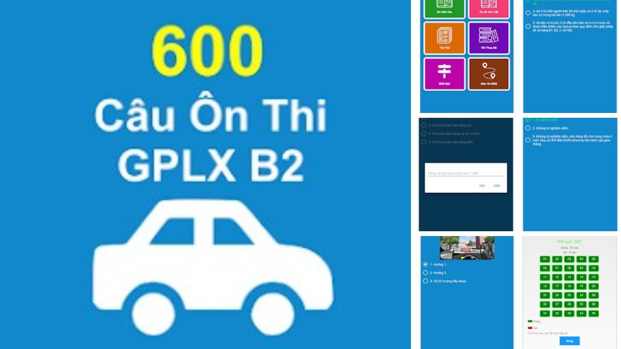 App 600 câu ôn thi GPLX B2 - ViecLamVui