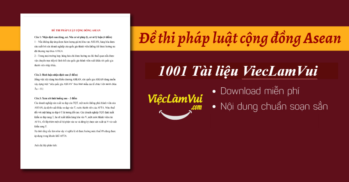 Đề thi pháp luật cộng đồng Asean