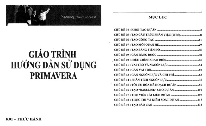 Giáo trình hướng dẫn phần mềm Primavera PDF