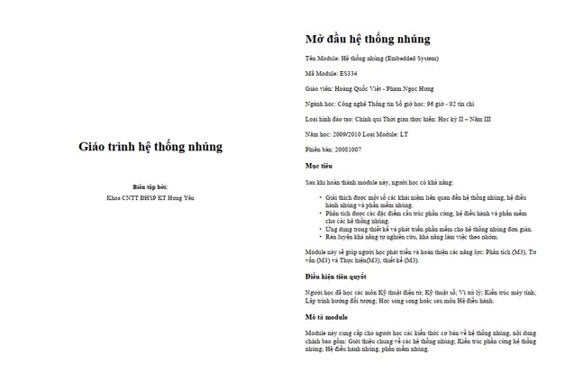 Giáo trình hệ thống nhúng PDF