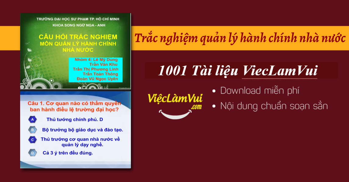 Trắc nghiệm quản lý hành chính nhà nước có đáp án