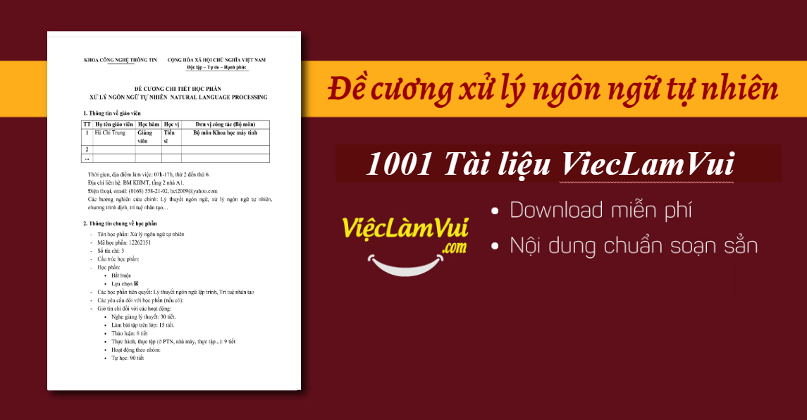 Đề cương xử lý ngôn ngữ tự nhiên