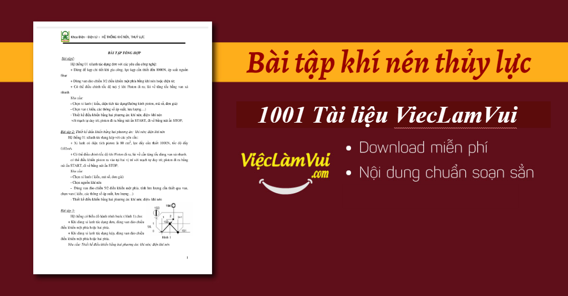 Bài tập khí nén thủy lực có lời giải