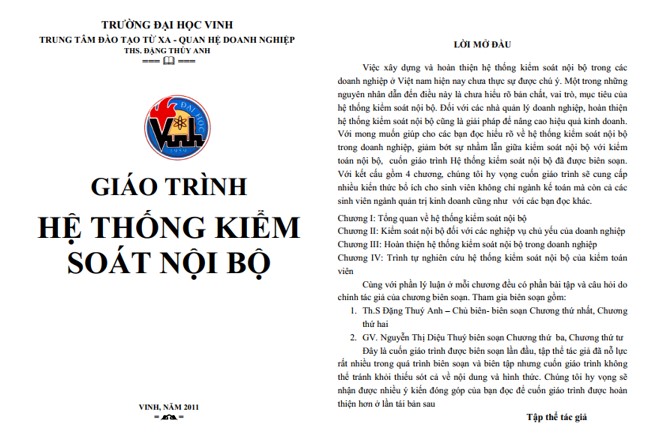 Giáo trình hệ thống kiểm soát nội bộ PDF