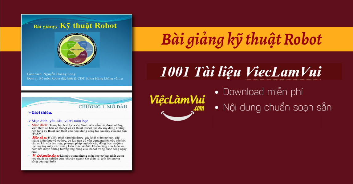 Bài giảng kỹ thuật Robot