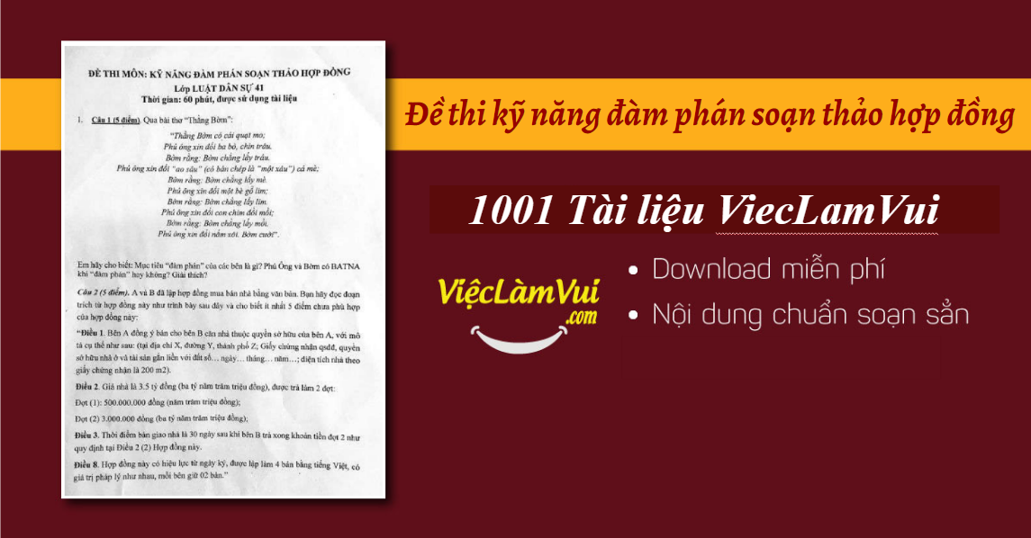 Đề thi kỹ năng đàm phán soạn thảo hợp đồng