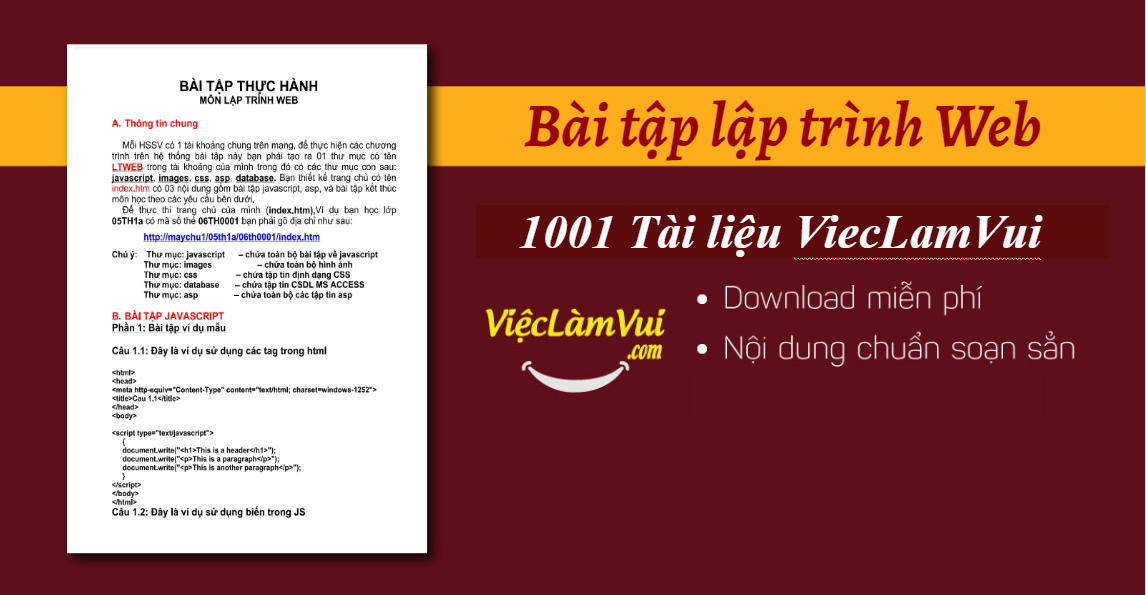 Bài tập lập trình Web có lời giải