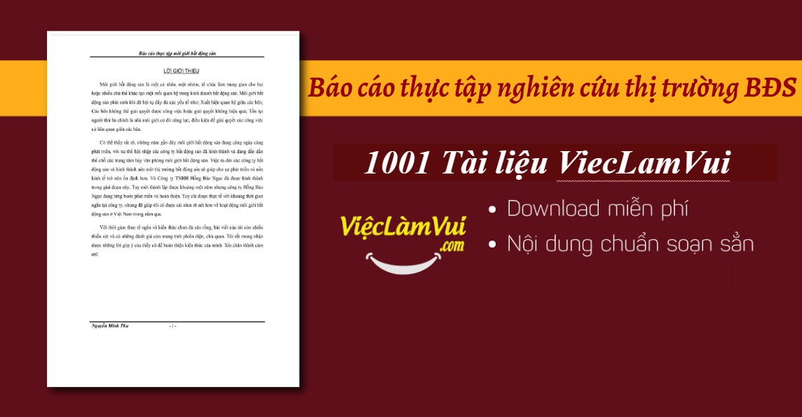 Báo cáo thực tập nghiên cứu thị trường BĐS