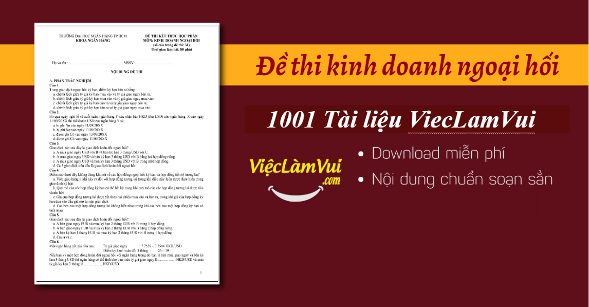 Đề thi kinh doanh ngoại hối