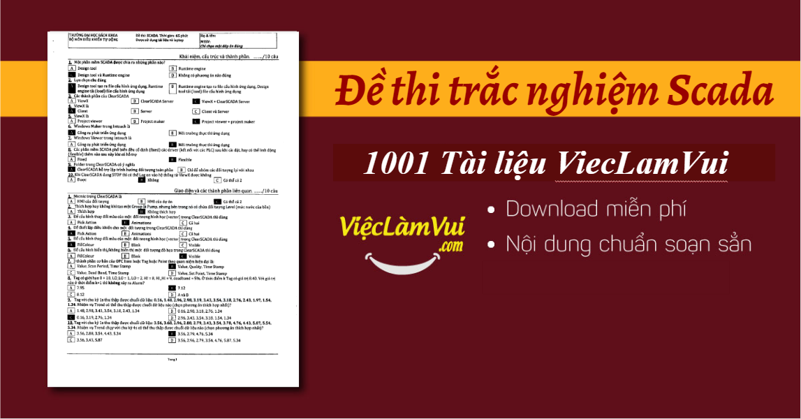 Đề thi trắc nghiệm Scada có đáp án