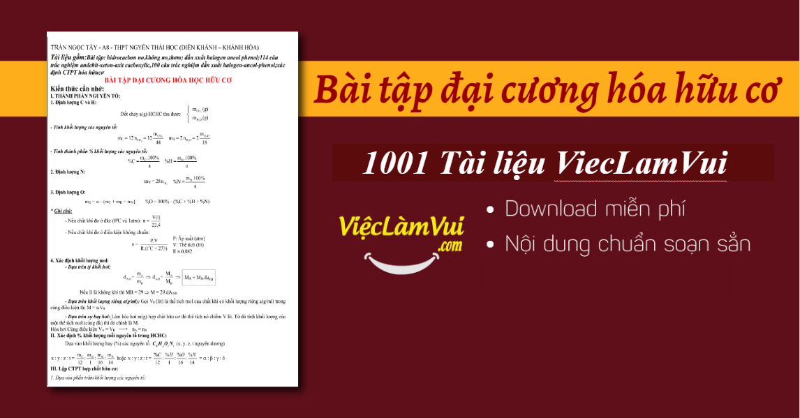 Bài tập đại cương hóa hữu cơ có lời giải