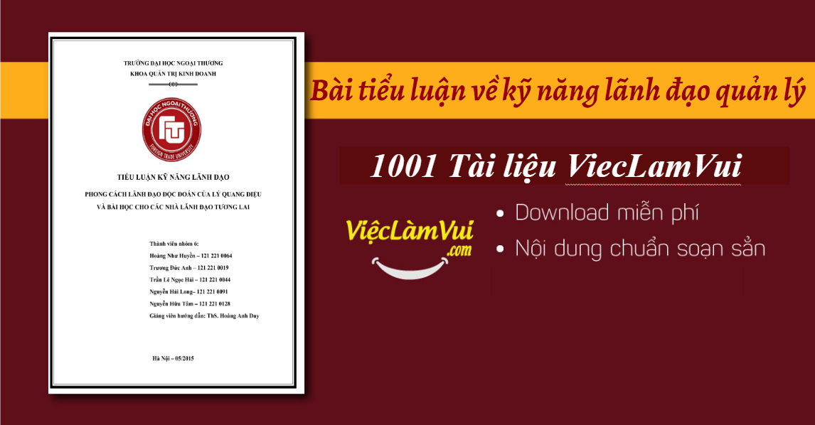 Bài tiểu luận về kỹ năng lãnh đạo quản lý