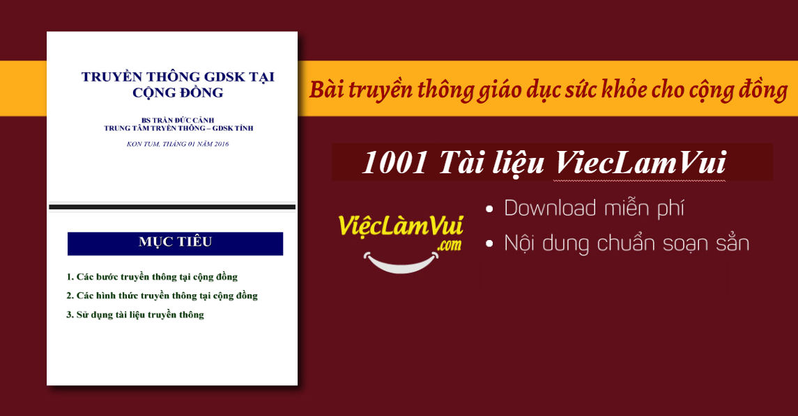 Bài truyền thông giáo dục sức khỏe cho cộng đồng