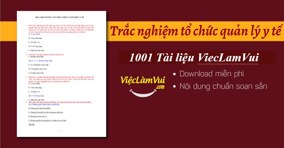 Trắc nghiệm tổ chức quản lý y tế có đáp án