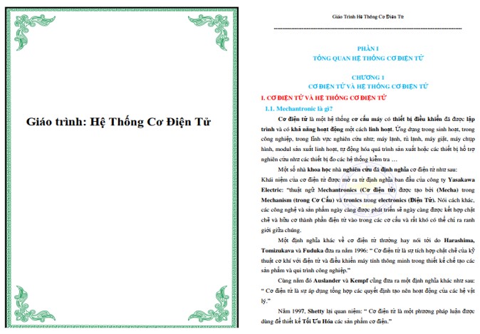 Giáo trình hệ thống cơ điện tử PDF