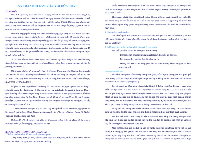 Gi&aacute;o tr&igrave;nh huấn luyện an to&agrave;n h&oacute;a chất