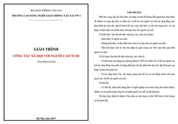 Giáo trình công tác xã hội với người cao tuổi PDF