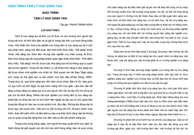 Giáo trình tâm lý học sáng tạo Phạm Thành Nghị - ViecLamVui