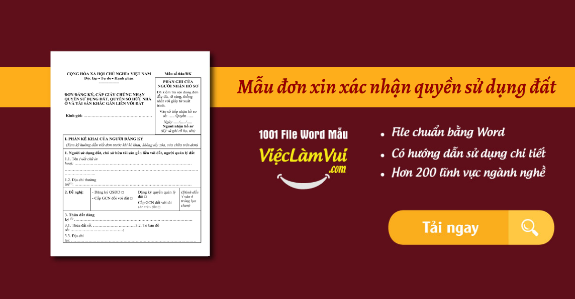 Mẫu đơn xin xác nhận quyền sử dụng đất file Word