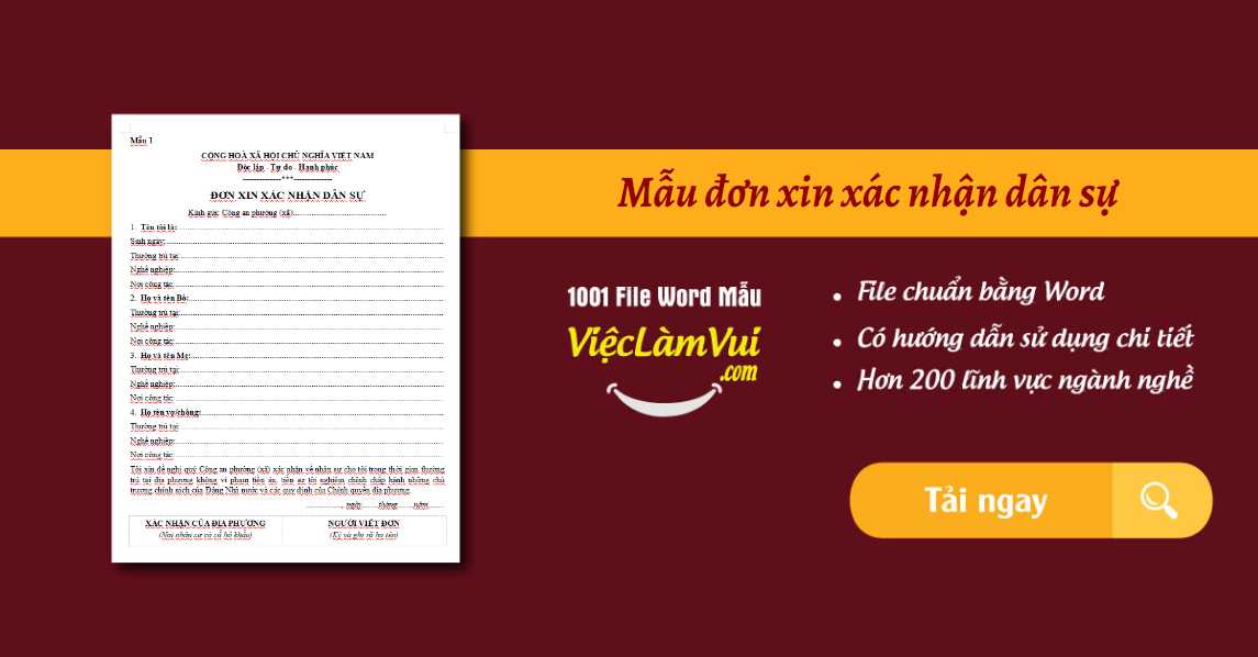 Mẫu đơn xin xác nhận dân sự file Word