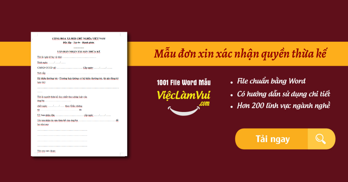 mẫu đơn xin xác nhận quyền thừa kế - ViecLamVui
