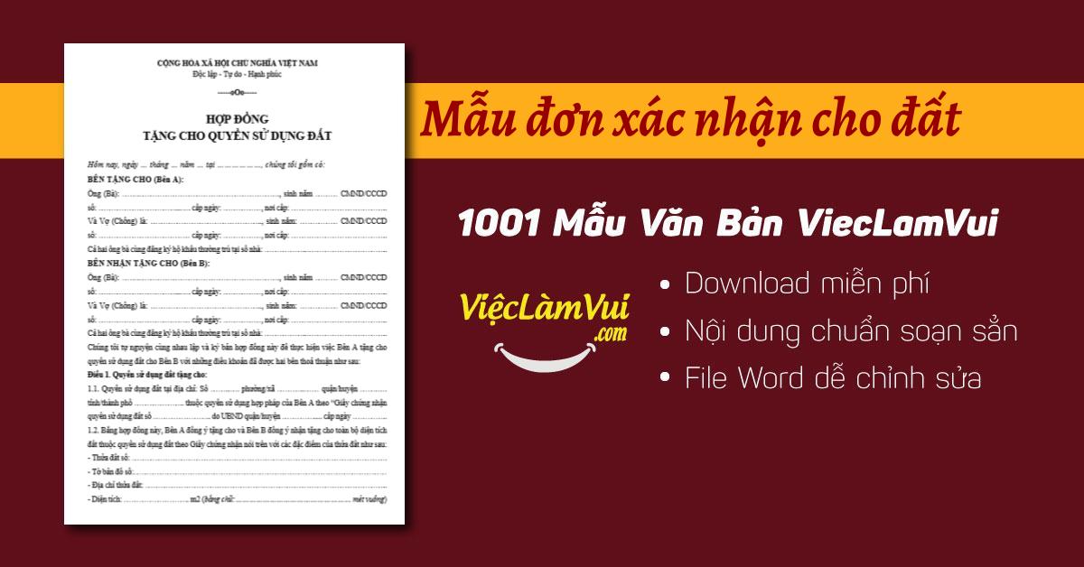 Mẫu đơn xác nhận cho đất file Word