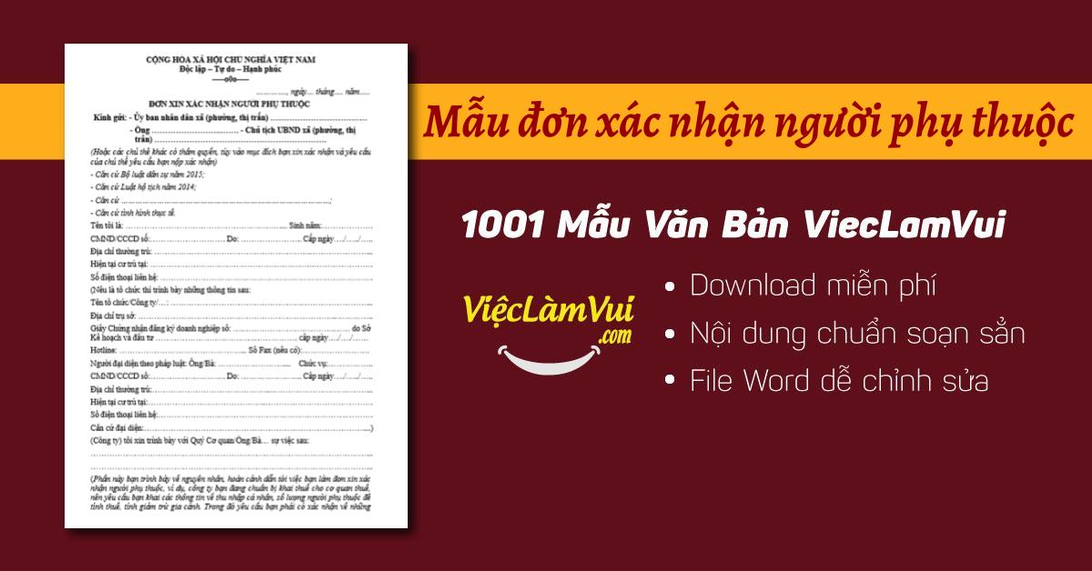 Mẫu đơn xác nhận người phụ thuộc file Word