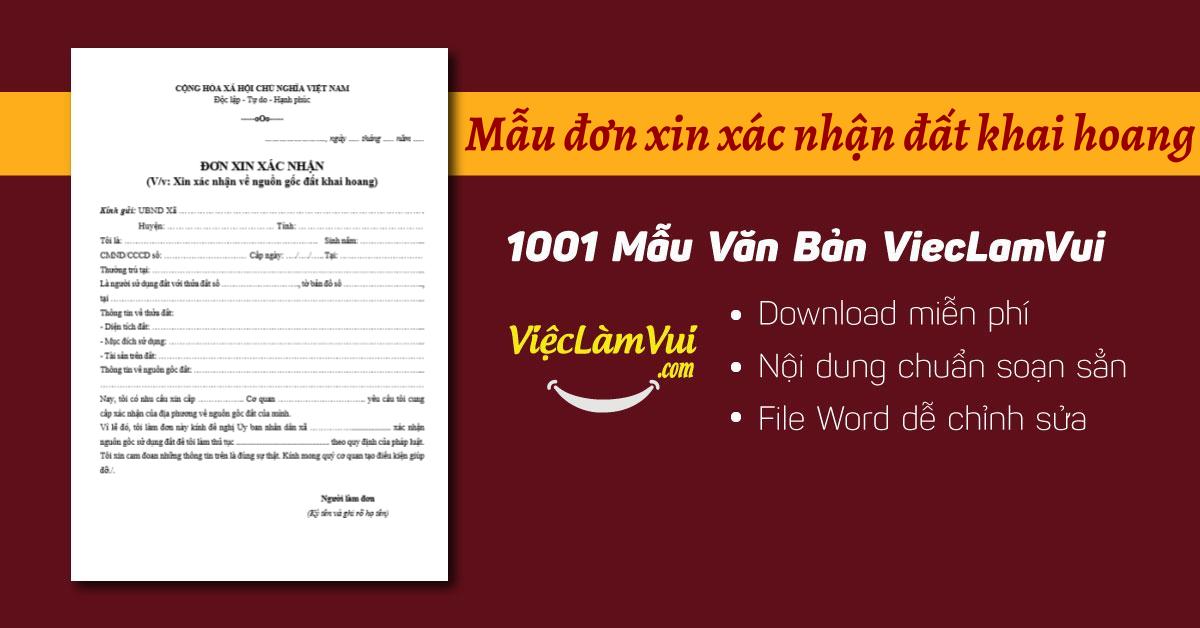 Mẫu đơn xin xác nhận đất khai hoang file Word