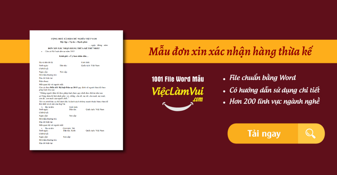 mẫu đơn xin xác nhận hàng thừa kế - ViecLamVui