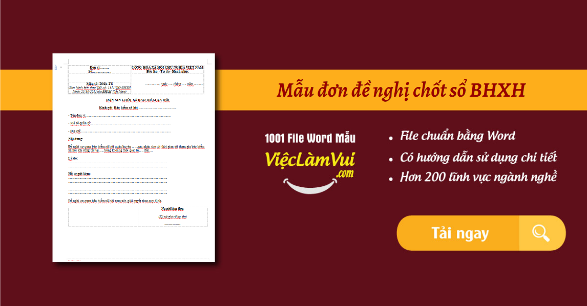 mẫu đơn đề nghị chốt sổ bhxh - ViecLamVui