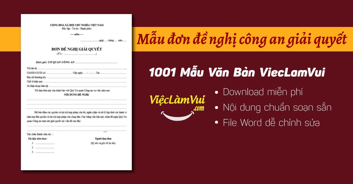 Mẫu đơn đề nghị công an giải quyết file Word