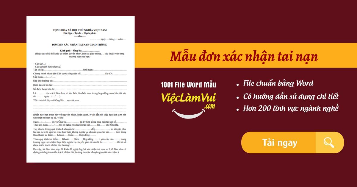 Mẫu đơn xác nhận tai nạn