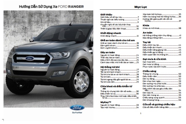 Sách hướng dẫn sử dụng xe Ford Ranger PDF