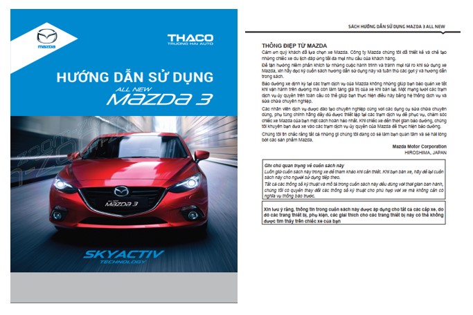 Sách hướng dẫn sử dụng xe Mazda 3 PDF