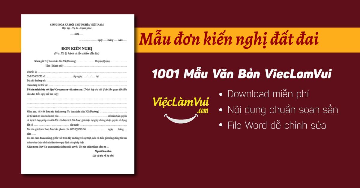 Mẫu đơn kiến nghị đất đai file Word