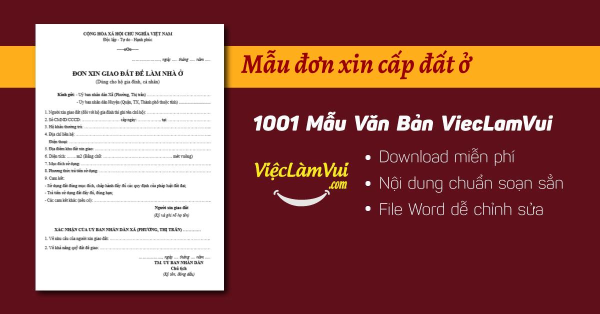 Mẫu đơn xin cấp đất ở file Word