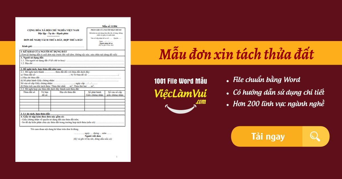 Mẫu đơn xin tách thửa đất