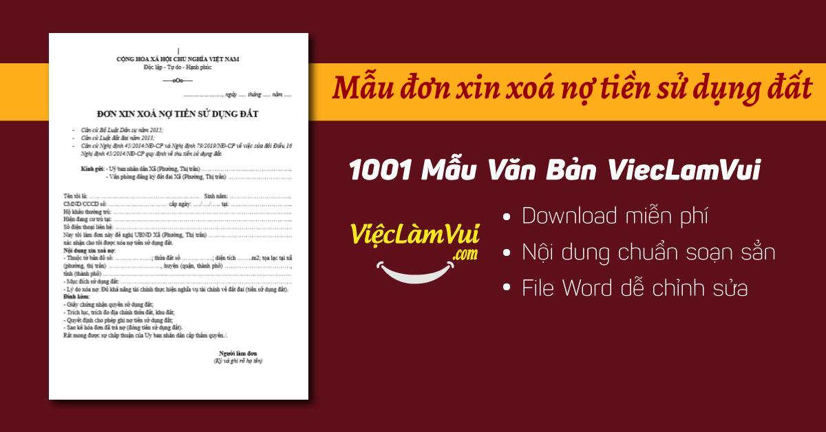 Mẫu đơn xin xóa nợ tiền sử dụng đất file Word