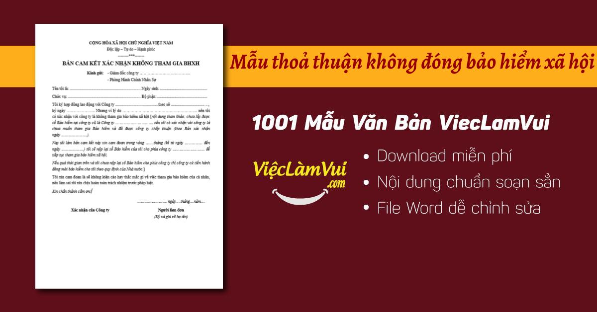 Mẫu thỏa thuận không đóng bảo hiểm xã hội file Word