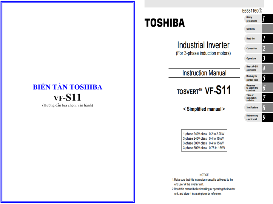 Tài liệu biến tần Toshiba VF S11 tiếng Việt