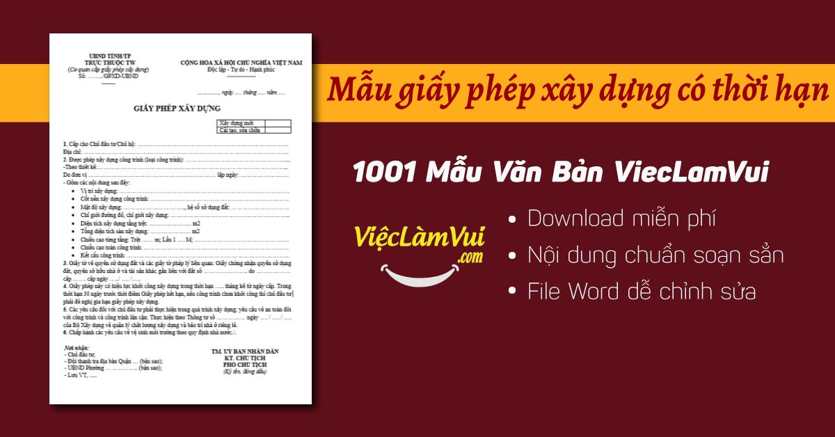 Mẫu giấy phép xây dựng có thời hạn file Word