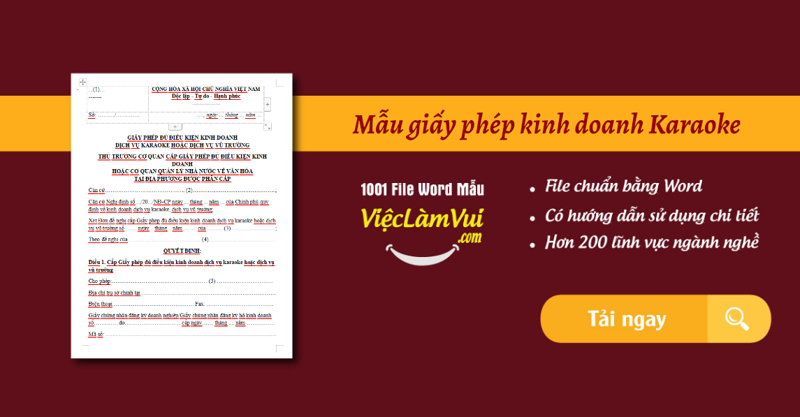 mẫu giấy phép kinh doanh karaoke - ViecLamVui