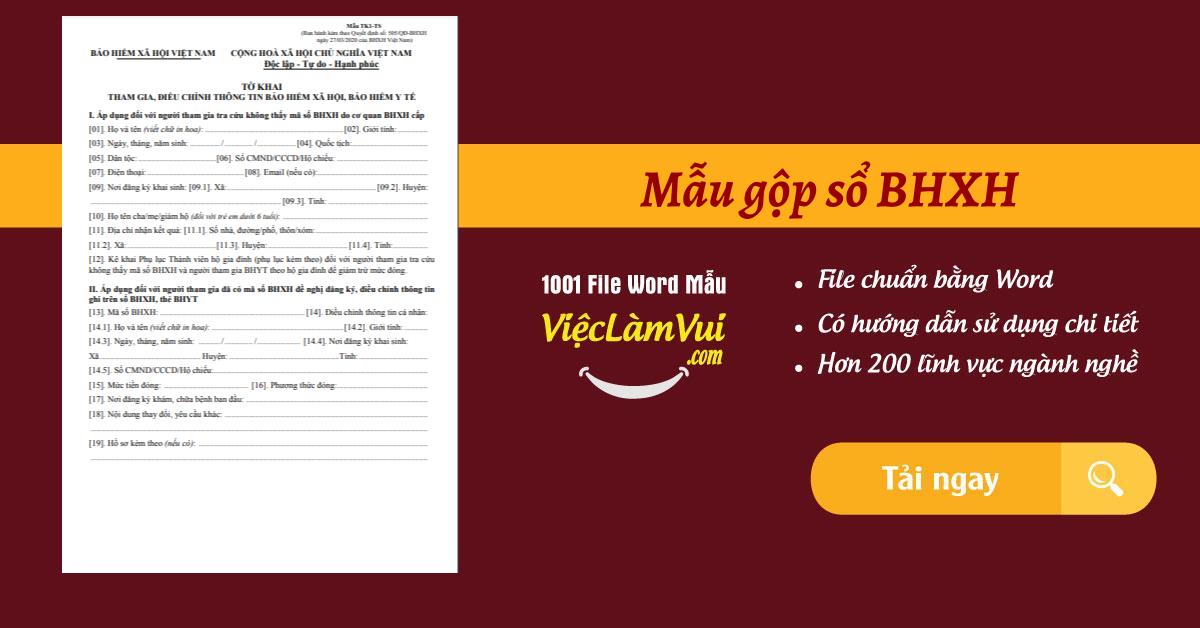Mẫu gộp sổ BHXH mới nhất hiện hành