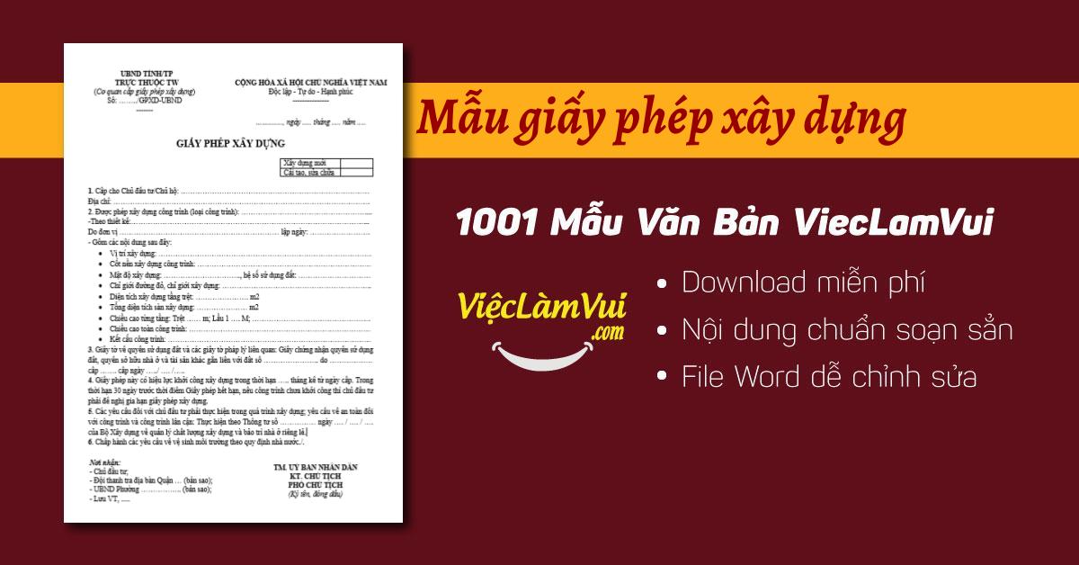 Mẫu giấy phép xây dựng mới nhất