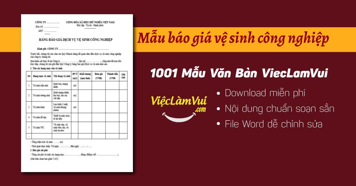 Mẫu báo giá vệ sinh công nghiệp file Word