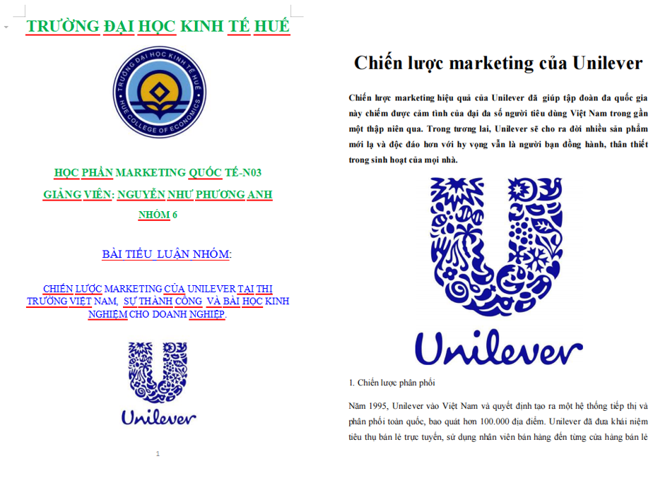 Chiến lược Marketing của Unilever